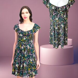 OLD NAVY NEW Plus Size Women's Floral Print Cotton Woven Dress Black Combo XXL